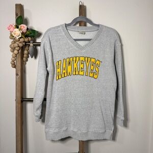 UGApparel Hawkeyes V Neck Gray Sweatshirt Pullover Womens Size Large